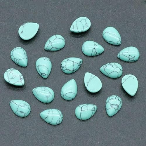 10 Stück 12 x 16 mm Wassertropfen-Edelstein-Cabochons, flache Rückseite, natürliche Energiestein-Cab-Abdeckungen ohne Loch für die Schmuckherstellung, syn. Türkis, 12 x 16 mm, 10 Stück von TBSKUY