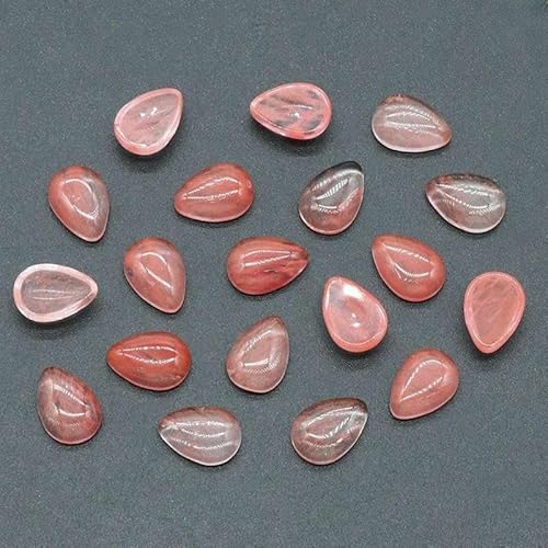 10 Stück 12 x 16 mm Wassertropfen-Edelstein-Cabochons, flache Rückseite, natürliche Energiestein-Cabochons, ohne Loch für die Schmuckherstellung, syn. Kirschquarz, 12 x 16 mm, 10 Stück von TBSKUY