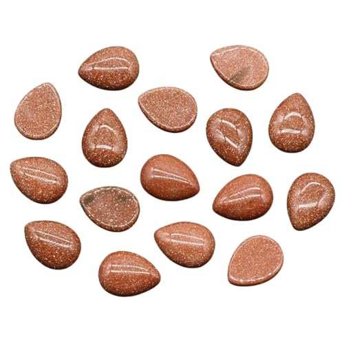 10 Stück 12 x 16 mm Wassertropfen-Edelstein-Cabochons, flache Rückseite, natürlicher Energiestein, Cabochon-Abdeckungen ohne Loch für die Schmuckherstellung, Rotgoldfluss, 12 x 16 mm, 10 Stück von TBSKUY
