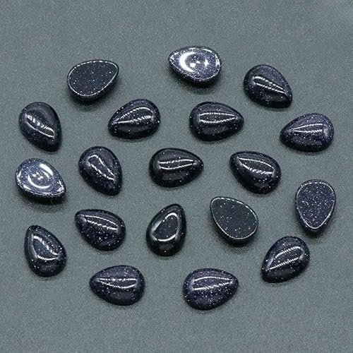 10 Stück 12 x 16 mm Wassertropfen-Edelstein-Cabochons, flache Rückseite, natürlicher Energiestein, Cabochon-Abdeckungen ohne Loch für die Schmuckherstellung, syn.blauer Goldfluss, 12 x 16 mm, 10 Stü von TBSKUY