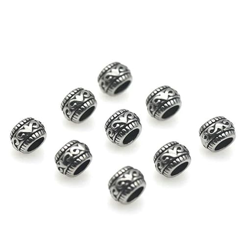 10 Stück 12 x 8 mm Designer-Abstandshalterperlen aus tibetischem Hohlglas, Blumenherz, Trommelperle, Zinklegierung, Metallperlen, DIY-Armbänder, Schmuckherstellung, Stahl, 6,4,0 mm von TBSKUY