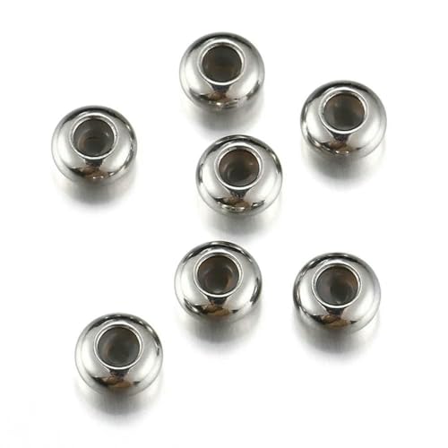 10 Stück 6/7/8/10 mm Edelstahl-Anpassperlen mit rutschfestem Silikonring, goldenem Stopper-Abstandshalter für die Schmuckherstellung, DIY-Stahlfarbe, 6 mm von TBSKUY