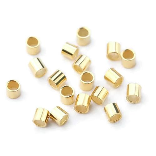 10 Stück 925 Sterling Silber Quetsch- und Endperlen 1,5 mm, 2 mm, 2,5 mm Silber Quetschperlen Silber Endperlen zur Schmuckherstellung Schmuckzubehör-Gold-1,5 x 1,5 mm 10 Stück von TBSKUY