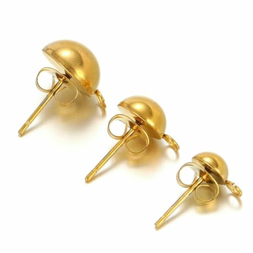 10 Stück Ohrstecker-Basis aus Edelstahl, massiver Halbkugel-Ohrstecker mit offenem Ring zur Herstellung von Ohrringen, Zubehör, 6/8/10 mm, Gold, 8 mm 10 Stück Ohrstecker-Basis aus Edelstahl, massiver Halbkugel-Ohrstecker mit offenem Ring zur Herstellung von Ohrringen, Zubehör, 6/8/10 mm, Gold, 8 mm von TBSKUY