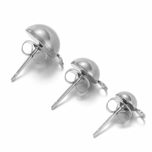 10 Stück Ohrstecker aus Edelstahl, solide Halbkugel-Ohrstecker mit offenem Ring für die Herstellung von Ohrringen, Zubehör, 6/8/10 mm, Stahl, 6 mm 10 Stück Ohrstecker aus Edelstahl, solide Halbkugel-Ohrstecker mit offenem Ring für die Herstellung von Ohrringen, Zubehör, 6/8/10 mm, Stahl, 6 mm von TBSKUY