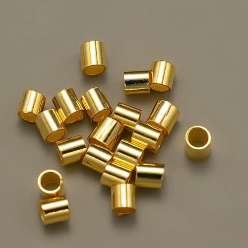 10 Stück authentisches 925er Sterlingsilber, hypoallergen, lose Quetschperlen, Stopper für die Herstellung von Armbändern, Halsketten, Schmuck, Gold, 2 mm von TBSKUY