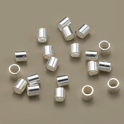 10 Stück authentisches 925er Sterlingsilber, hypoallergen, lose Quetschperlen, Stopper für die Herstellung von Armbändern und Halsketten, Silber, 2 mm von TBSKUY