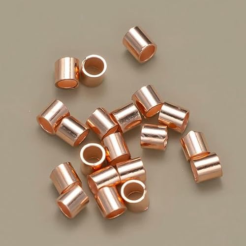 10 Stück authentisches 925er Sterlingsilber, hypoallergen, lose Quetschperlen, Stopper für die Schmuckherstellung von Armbändern und Halsketten, Roségold, 2 mm von TBSKUY