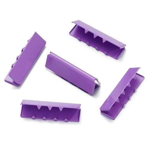 10 Stück bunte Quetschperlen, Hohlverschlüsse, Kordel-Endkappen, Schnurband, Lederclip, Faltverbinder für DIY-Schmuckzubehör, Lila, 8,5 x 30 mm von TBSKUY