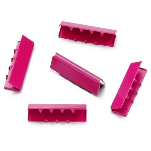 10 Stück bunte Quetschperlen, Hohlverschlüsse, Kordel-Endkappen, Schnurband, Lederclip, Faltverbinder für DIY-Schmuckzubehör, Rosarot, 8,5 x 25 mm von TBSKUY