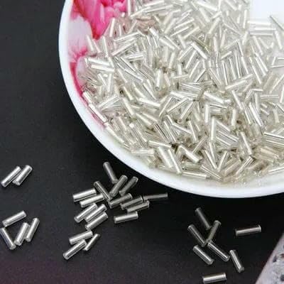 10 g/200 Stück, Größe 2 x 6 mm, bunt, Silberkern, tschechische Glasperlen, Röhre für Abstandshalter, Schmuckherstellung, Kleidungsstück, Nähzubehör, Silber von TBSKUY