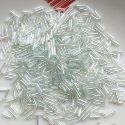 10 g/200 Stück, Größe 2 x 6 mm, bunt, Silberkern, tschechische Glasperlen, Röhre für Abstandshalter, Schmuckherstellung, Kleidungsstück, Nähzubehör, strahlend weiß 10 g/200 Stück, Größe 2 x 6 mm, bunt, Silberkern, tschechische Glasperlen, Röhre für Abstandshalter, Schmuckherstellung, Kleidungsstück, Nähzubehör, strahlend weiß von TBSKUY