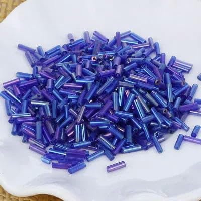 10 g/200 Stück, Größe 2 x 6 mm, bunt, Silberkern, tschechische Glasperlen, Röhre für Abstandshalter, Schmuckherstellung, Kleidungsstück, Nähzubehör – brillantes Dunkelblau von TBSKUY