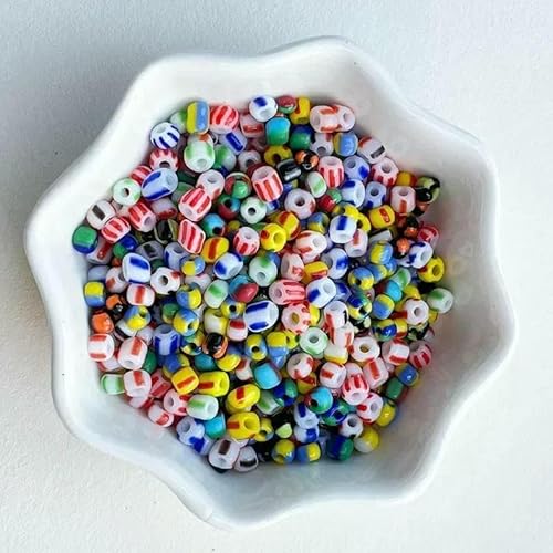 10 g 4,0 mm Streifen rundes Loch Mode Tschechische Glas Rocailles Perlen für Schmuckherstellung DIY handgemachte Stickerei/Halskette -19-4,0 mm 10 g von TBSKUY