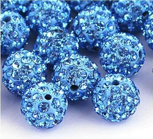 10 mm, 19 Farben, tschechische Kristall-Strasssteine, Pflasterstein, Ton, runde Discokugel, lose Abstandsperlen, für Armbänder, Halsketten, Ohrringe, 10 Stück/Los, Hellblau, 10 mm von TBSKUY