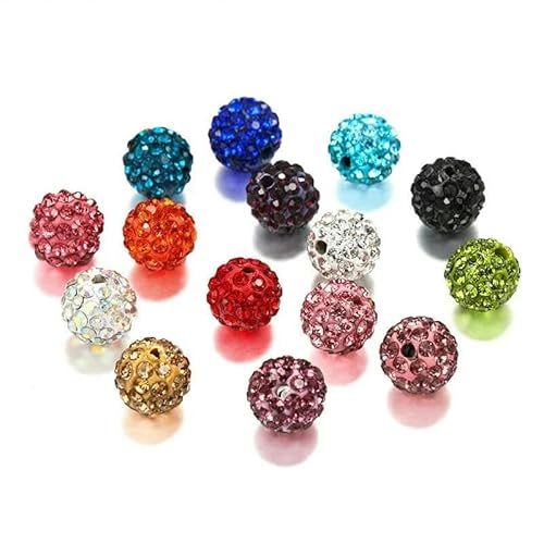 10 mm, 19 Farben, tschechische Kristall-Strasssteine, Pflasterstein, Ton, runde Discokugel, lose Abstandsperlen, für Armbänder, Halsketten, Ohrringe, 10 Stück/Los, Multi, 10 mm von TBSKUY