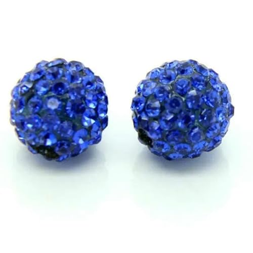 10 mm, 19 Farben, tschechische Kristall-Strasssteine, Pflasterstein, Ton, runde Discokugel, lose Abstandsperlen, für Armbänder, Halsketten, Ohrringe, 10 Stück/Los, TIEFBLAU, 10 mm von TBSKUY