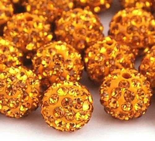 10 mm, 19 Farben, tschechische Kristall-Strasssteine, Pflasterstein, Ton, runde Discokugel, lose Abstandsperlen, für Armbänder, Halsketten, Ohrringe, 10 Stück/Los, goldfarben, 10 mm von TBSKUY