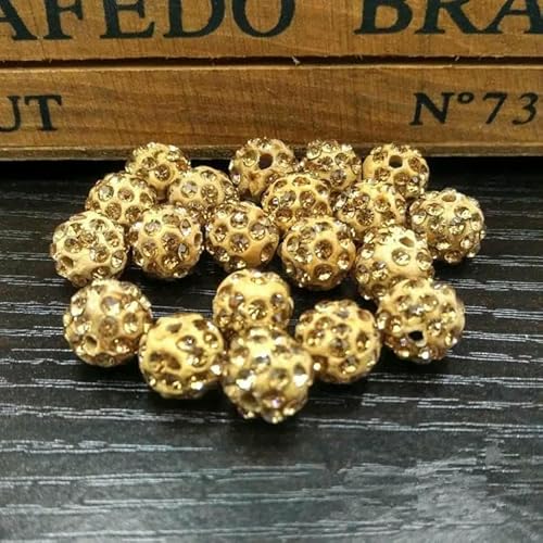 10 mm, 19 Farben, tschechische Kristall-Strasssteine, Pflasterstein, Ton, runde Discokugel, lose Abstandsperlen, für Armband, Halskette, Ohrringe, 10 Stück/Los, Kristallgelb, 10 mm von TBSKUY