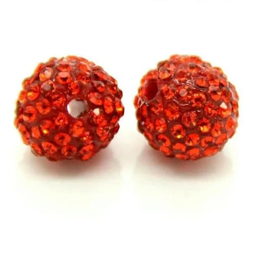 10 mm, 19 Farben, tschechische Kristall-Strasssteine, Pflasterstein, Ton, runde Discokugel, lose Abstandsperlen, für Armband, Halskette, Ohrringe, 10 Stück/Los, Orange, 10 mm von TBSKUY