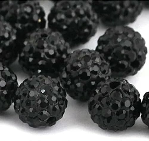10 mm, 19 Farben, tschechische Kristall-Strasssteine, Pflasterstein, Ton, runde Discokugel, lose Abstandsperlen, für die Herstellung von Armbändern, Halsketten und Ohrringen, 10 Stück/Los, schwarz, von TBSKUY
