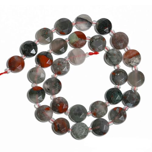 10 mm AAA facettierte Münze Naturstein Amazonit Lapislazuli Quarz Perlen Abstandsperlen für Schmuckherstellung DIY Charms Armbänder - Afrikanischer Blutstein - 30 Stück (ein Strang 10 mm AAA facettierte Münze Naturstein Amazonit Lapislazuli Quarz Perlen Abstandsperlen für Schmuckherstellung DIY Charms Armbänder - Afrikanischer Blutstein - 30 Stück (ein Strang von TBSKUY