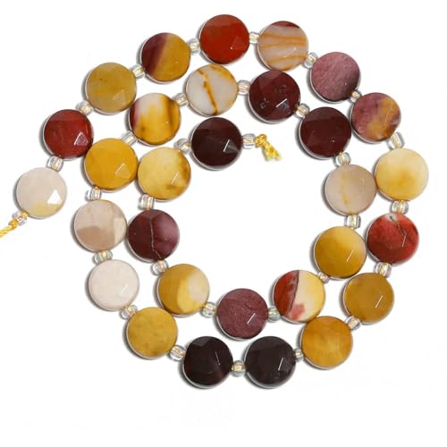 10 mm AAA facettierte Münze Naturstein Amazonit Lapislazuli Quarz Perlen Abstandsperlen für Schmuckherstellung DIY Charms Armbänder-Mookait-30 Stück (ein Strang) von TBSKUY