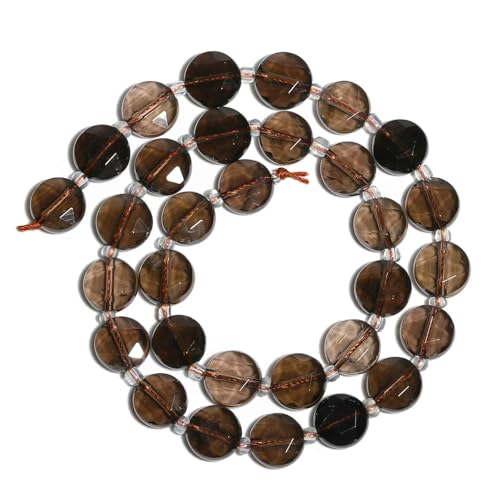 10 mm AAA facettierte Münze Naturstein Amazonit Lapislazuli Quarz Perlen Abstandsperlen für Schmuckherstellung DIY Charms Armbänder-Rauchquarz-30 Stück (ein Strang) von TBSKUY