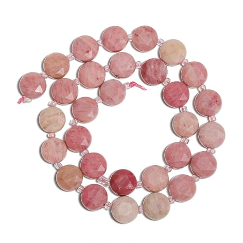 10 mm AAA facettierte Münze Naturstein Amazonit Lapislazuli Quarz Perlen Abstandsperlen für Schmuckherstellung DIY Charms Armbänder-Rhodonit-30 Stück (ein Strang) von TBSKUY