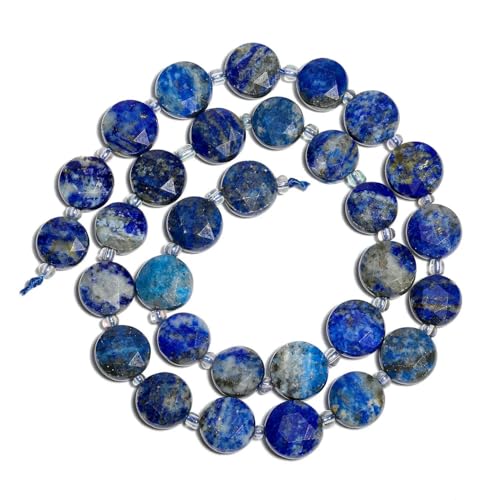 10 mm AAA facettierte Münze Naturstein Amazonit Lapislazuli Quarzperlen Abstandsperlen für Schmuckherstellung DIY Charms Armbänder-Lapislazuli-30 Stück (ein Strang) von TBSKUY