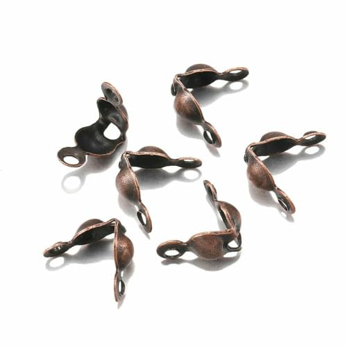 100–200 Stück Verbinderverschluss 4 x 7 mm Kugelkette Kalotte Endcrimps Perlen Verbinderkomponenten für DIY-Schmuckherstellung Zubehör-Rotkupfer-100 Stück von TBSKUY