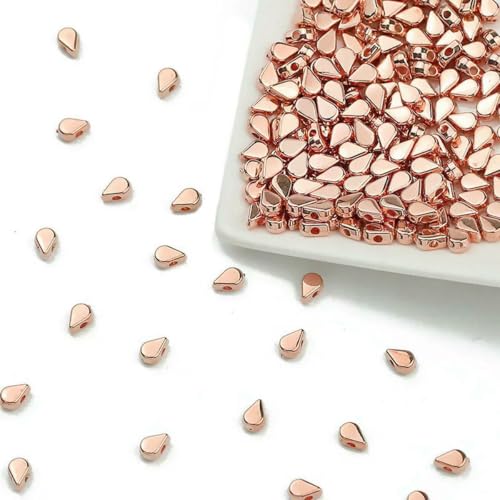 100–400 Stück goldfarbene Perlen, 4,0 mm, 6 mm, CCB, Würfel, Krone, Herz, Anhänger, Stern, Abstandshalter, lose Perlen für Liebesschmuck, Armbänder, DIY, S-Wasser, 4 x 6 mm, Rose, 400 Stück von TBSKUY