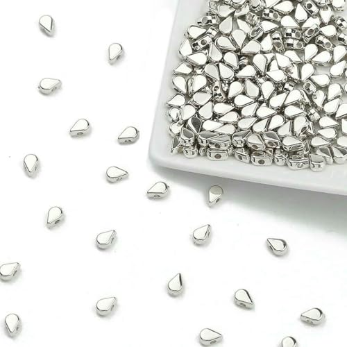 100–400 Stück goldfarbene Perlen, 4,0 mm, 6 mm, CCB, Würfel, Krone, Herz, Anhänger, Stern, Abstandshalter, lose Perlen für Liebesschmuck, Armbänder, DIY, S-Wasser, 4 x 6 mm, Weiß K-400 Stück von TBSKUY
