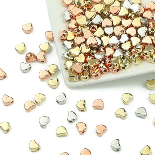 100–400 Stück goldfarbene Perlen, 4,0 mm, 6 mm, CCB, Würfel, Krone, Herz, Anhänger, Stern, Abstandshalter, lose Perlen für die Herstellung von Liebesschmuck, Armbänder, DIY, S-Love, 6 mm, gemischt, von TBSKUY