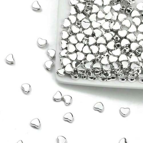 100–400 Stück goldfarbene Perlen, 4,0 mm, 6 mm, CCB, Würfel, Krone, Herz, Anhänger, Stern, Abstandshalter, lose Perlen für die Herstellung von Liebesschmuck, Armbänder, DIY, S-Love, 6 mm, Weiß K-40 von TBSKUY