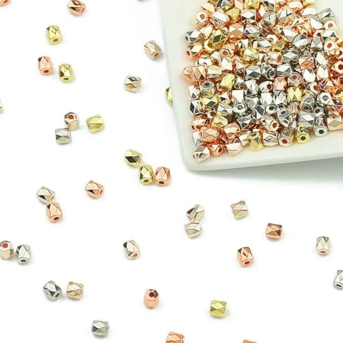 100–400 Stück goldfarbene Perlen 4,0 mm 6 mm CCB Würfel Krone Herz Anhänger Stern Abstandshalter lose Perlen für Liebesschmuck Herstellung von Armbändern DIY SQ Würfel 4,0 mm gemischt - 200 Stück von TBSKUY