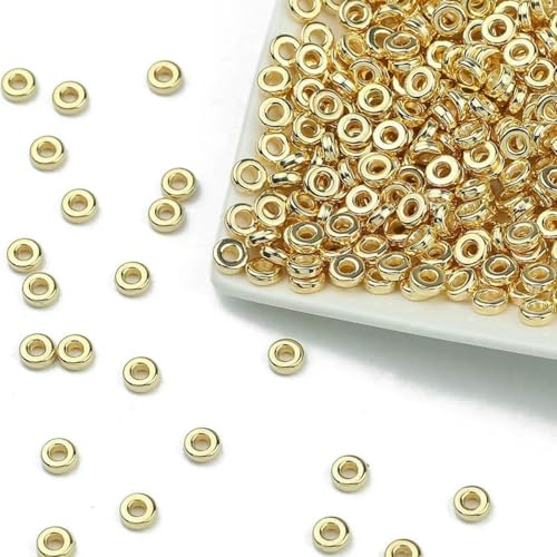 100–400 Stück goldfarbene Perlen 4,0 mm 6 mm CCB Würfel Krone Herz Anhänger Stern Spacer Lose Perlen für Liebesschmuck Herstellung von Armbändern DIY S-COIN 6 x 2 mm KC-400 Stück von TBSKUY