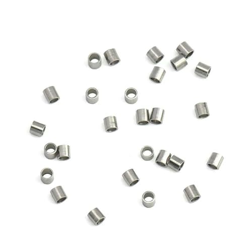 100 Stück/Los 1,5 mm/2 mm Edelstahlrohr-Quetschperlen, Abstandsperlen, winzige Stopper für DIY-Schmuckherstellung, Stahlfarbe, Durchmesser 2 mm, 100 Stück von TBSKUY