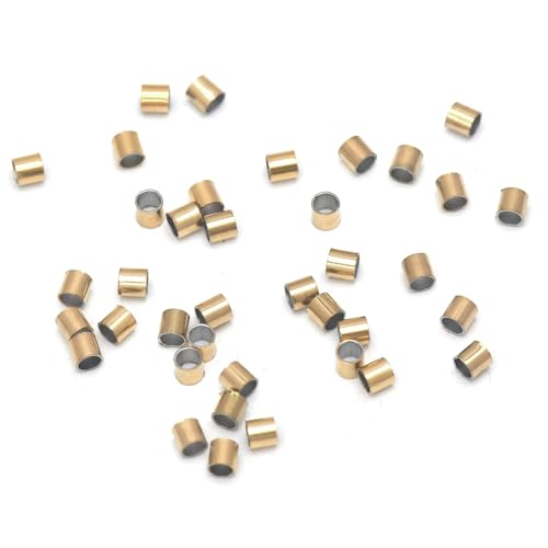 100 Stück/Los 1,5 mm/2 mm Edelstahlrohr-Quetschperlen, Abstandsperlen, winzige Stopper für DIY-Schmuckherstellung, vakuumvergoldet, Durchmesser 2,5 mm, 100 Stück von TBSKUY