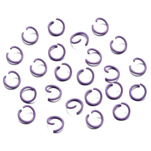 100 Stück 1,2 x 10 mm bunte offene Biegeringe, geteilter Biegeringverbinder für die Schmuckherstellung, DIY-Armband, Halskette, Ohrringzubehör, Lila, 10 mm x 100 Stück von TBSKUY