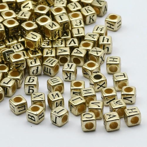 100 Stück 6 mm schwarz-goldfarbene quadratische Buchstabenperlen, gemischtes Alphabet, lose Acrylperlen für DIY-Schmuckherstellung, Basteln-B06330 100 Stück 6 mm schwarz-goldfarbene quadratische Buchstabenperlen, gemischtes Alphabet, lose Acrylperlen für DIY-Schmuckherstellung, Basteln-B06330 von TBSKUY