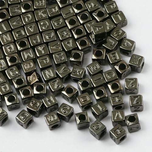 100 Stück 6 mm schwarz-goldfarbene quadratische Buchstabenperlen, gemischtes Alphabet, lose Acrylperlen für DIY-Schmuckherstellung, Basteln-B06360 100 Stück 6 mm schwarz-goldfarbene quadratische Buchstabenperlen, gemischtes Alphabet, lose Acrylperlen für DIY-Schmuckherstellung, Basteln-B06360 von TBSKUY