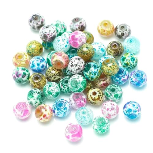 100 Stück 8 mm Glasperlen, Basteln, grafische farbige runde lose Abstandsperlen, Handarbeiten für Kristallschmuck, DIY-Armband-BHZ 100 Stück 8 mm Glasperlen, Basteln, grafische farbige runde lose Abstandsperlen, Handarbeiten für Kristallschmuck, DIY-Armband-BHZ von TBSKUY