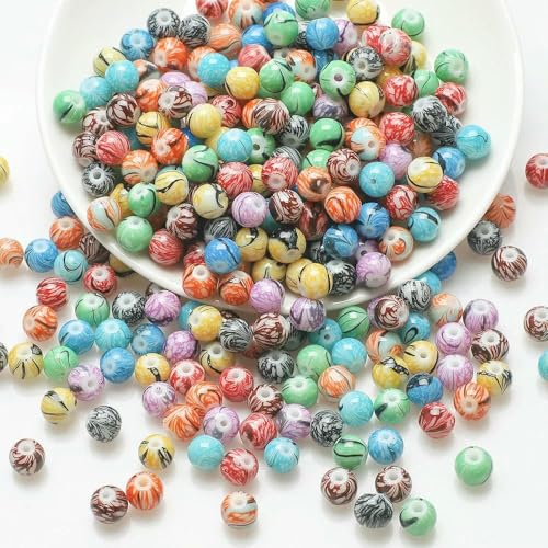 100 Stück 8 mm Glasperlen, Basteln, grafische farbige runde lose Abstandsperlen, Handarbeiten für Kristallschmuck, DIY-Armband-MWZ 100 Stück 8 mm Glasperlen, Basteln, grafische farbige runde lose Abstandsperlen, Handarbeiten für Kristallschmuck, DIY-Armband-MWZ von TBSKUY