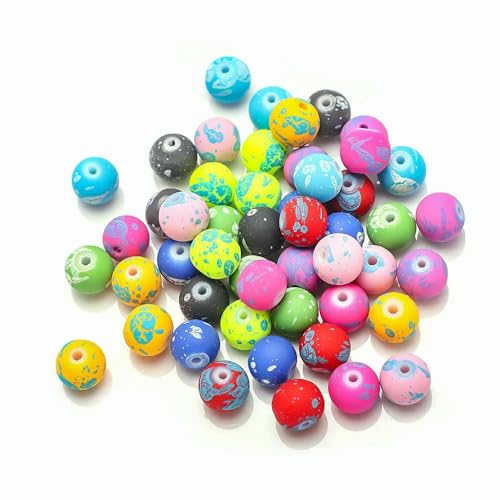 100 Stück 8 mm Glasperlen, Basteln, grafische farbige runde lose Abstandsperlen, Handarbeiten für Kristallschmuck, DIY-Armband-XYY 100 Stück 8 mm Glasperlen, Basteln, grafische farbige runde lose Abstandsperlen, Handarbeiten für Kristallschmuck, DIY-Armband-XYY von TBSKUY