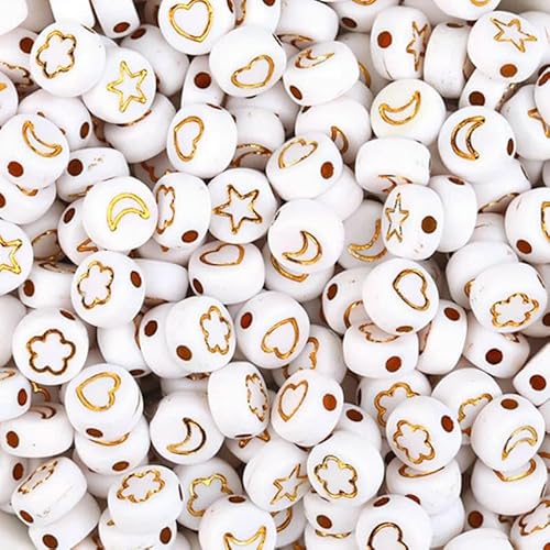 100 Stück flache Buchstabenperlen aus Acryl, Alphabet, rund, Smiley-Abstandshalter, lose Perlen für DIY-Schmuck, Armbänder, Charm-Zubehör, 7 mm, 100 Stück_n-6–7 mm von TBSKUY