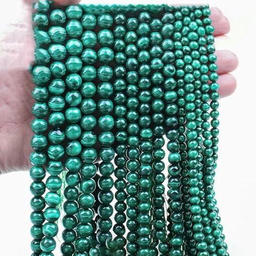 100% natürliche Seraphinit-Edelsteinperlen, runde lose Steinperlen zur Schmuckherstellung, DIY-Armband, Halskettenzubehör, Malachit, L.1–10 mm (36–37 Stück) von TBSKUY