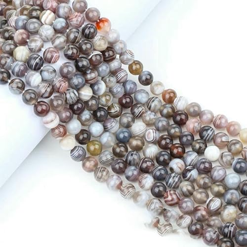 100% natürliche Seraphinit-Edelsteinperlen, runde lose Steinperlen zur Schmuckherstellung, DIY-Armband, Halskettenzubehör – Botswana-Achat – 8 mm (44–45 Stück) von TBSKUY