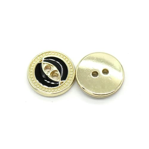 11 mm, 2 Löcher, kleine goldene Metallknöpfe für Kleidung, Modedesigner, Hemd, Kleid, Bluse, Carigan, Nähzubehör, Nr. 2, Goldschwarz, 11 mm, 10 Stück 11 mm, 2 Löcher, kleine goldene Metallknöpfe für Kleidung, Modedesigner, Hemd, Kleid, Bluse, Carigan, Nähzubehör, Nr. 2, Goldschwarz, 11 mm, 10 Stück von TBSKUY