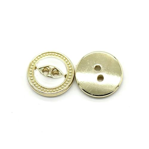11 mm, 2 Löcher, kleine goldene Metallknöpfe für Kleidung, Modedesigner, Hemd, Kleid, Bluse, Carigan, Nähzubehör, Nr. 2, Goldweiß, 11 mm, 10 Stück 11 mm, 2 Löcher, kleine goldene Metallknöpfe für Kleidung, Modedesigner, Hemd, Kleid, Bluse, Carigan, Nähzubehör, Nr. 2, Goldweiß, 11 mm, 10 Stück von TBSKUY